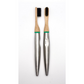 Luxury eco-friendly stainless steel and bamboo toothbrush green matte