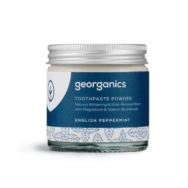Whitening toothpowder Activated charcoal in glass jar with aluminium lidWhitening toothpowder English peppermint in glass jar with aluminium lid