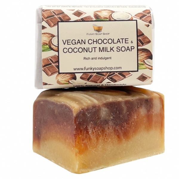 Vegan chocolate and coconut milk soap bar