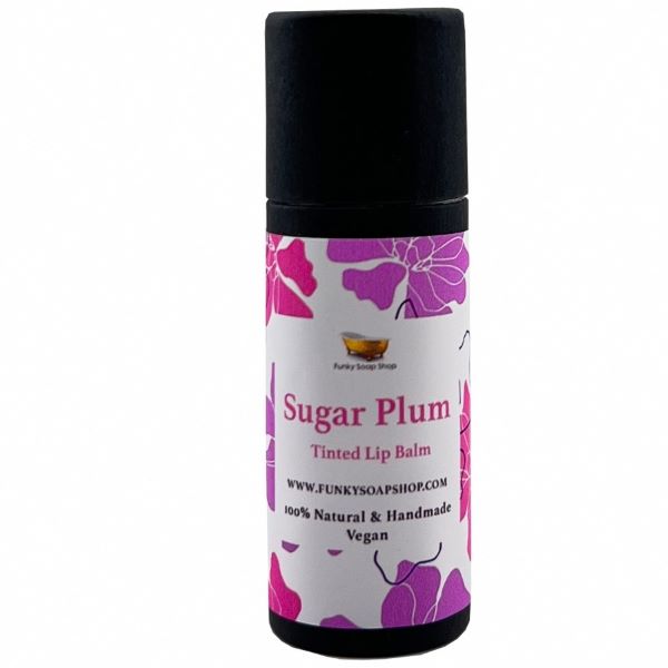Vegan tinted lip balm Sugar plum in biodegradable cardboard tube