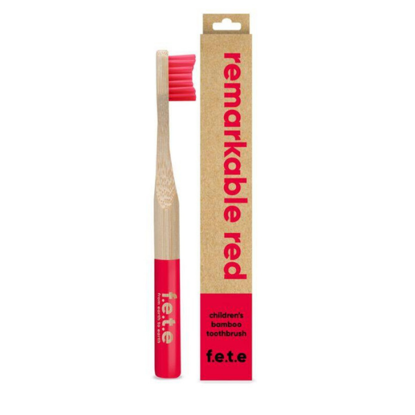 Child's bamboo toothbrush Remarkable red