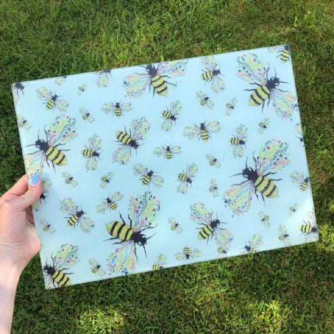 Bee friendly eco-friendly glass chopping board