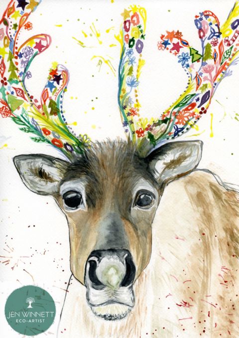 Eco Christmas card Rupert the Reindeer