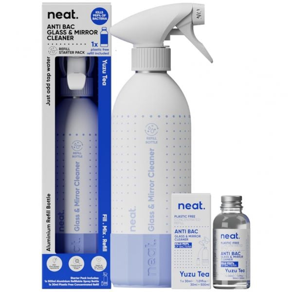 Neat reusable refill set for glass and mirror - spray bottle and refill