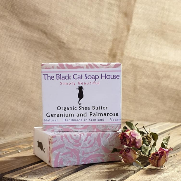 Eco-friendly Black Cat Soap House Soap bar Geranium and palmarosa