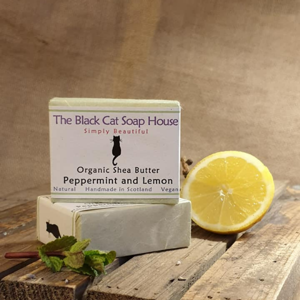 Eco-friendly Black Cat Soap House Soap bar Peppermint and lemon