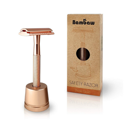 Bambaw safety razor and stand rose gold