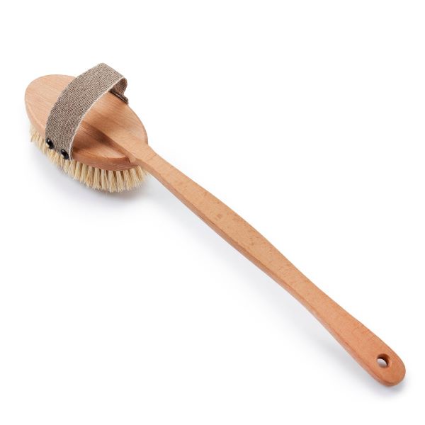 Wooden bathbrush with handle and replaceable brush